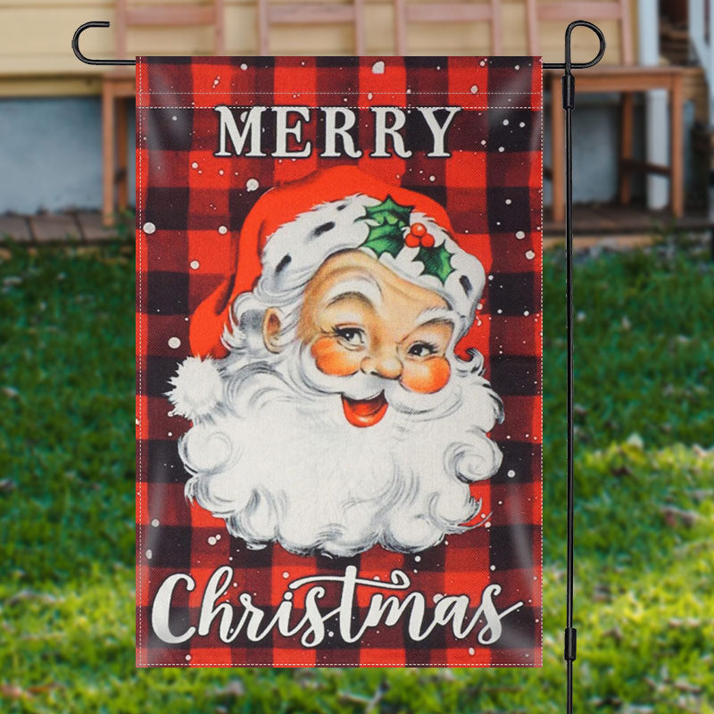 Aperturee - Red Santa Claus Plaid Merry Christmas Garden Flag