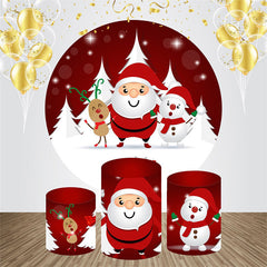 Aperturee - Red Santa White Snow Round Christmas Backdrop Kit