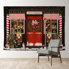 Aperturee - Red Santa Workshop Toy Nutcracker Christmas Backdrop