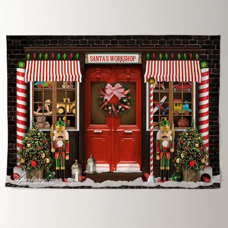 Aperturee - Red Santa Workshop Toy Nutcracker Christmas Backdrop