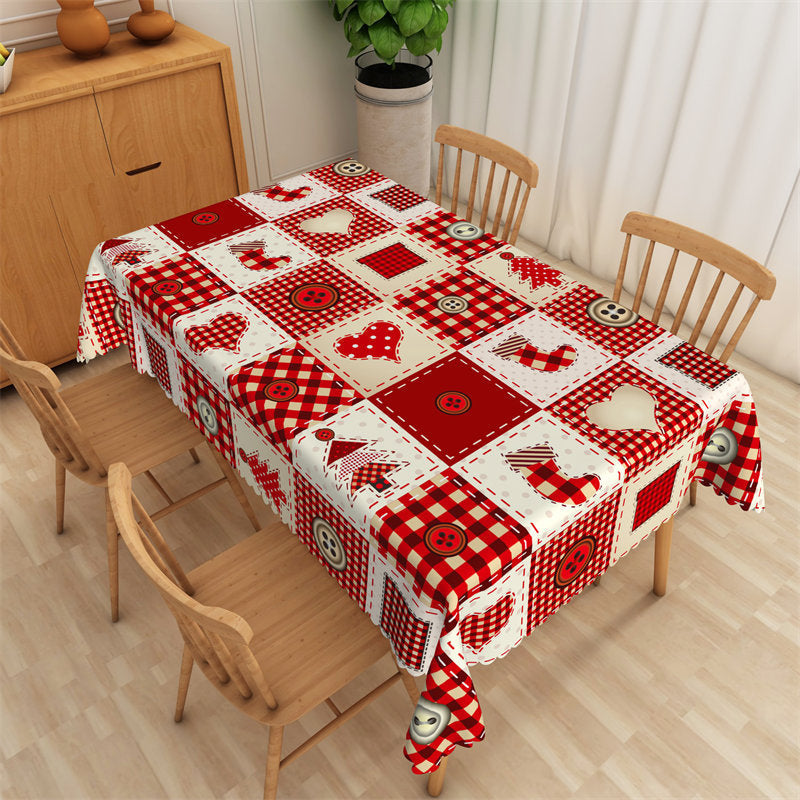 Aperturee - Red Scottish Plaid Buttons Socks Christmas Tablecloth