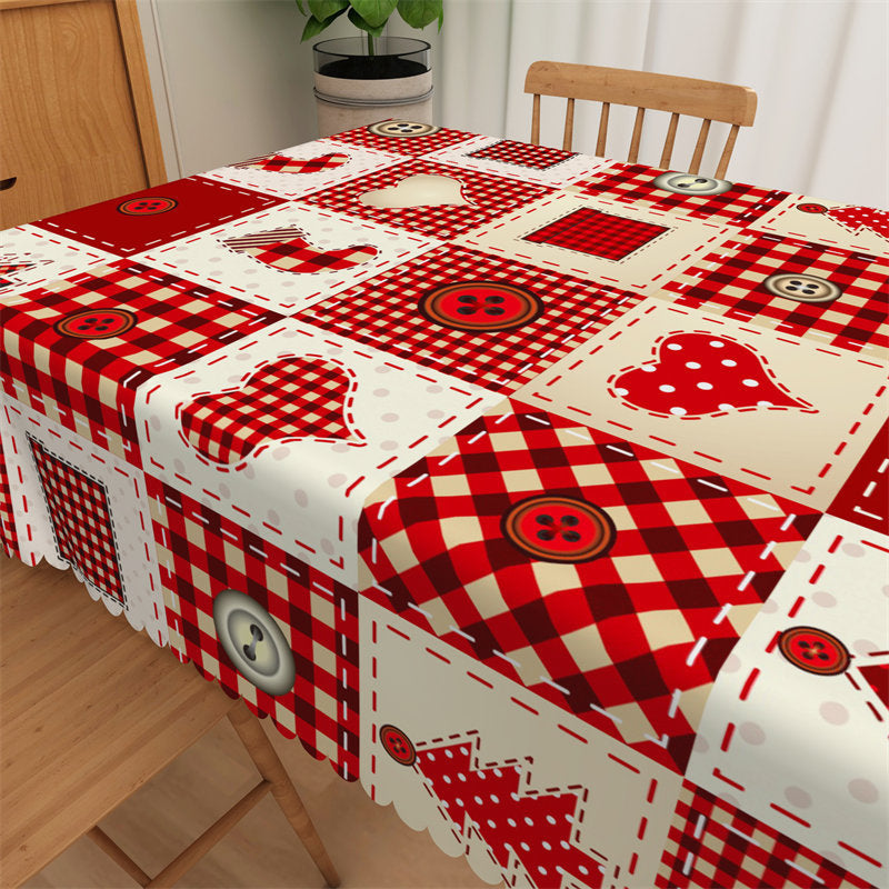 Aperturee - Red Scottish Plaid Buttons Socks Christmas Tablecloth