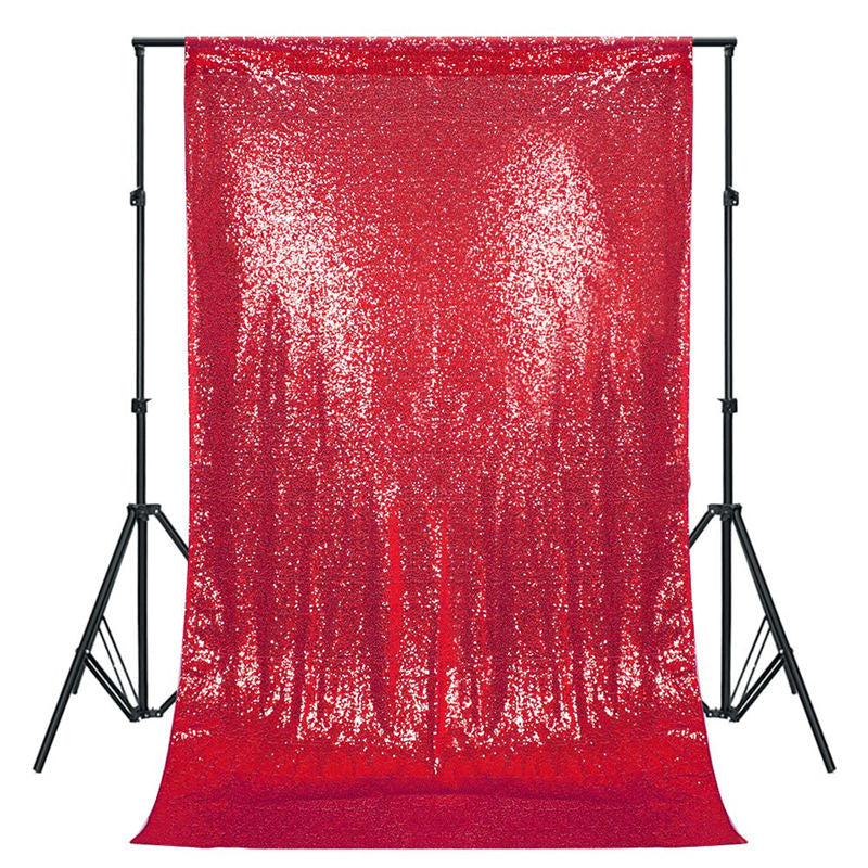 Aperturee - Red Shimmer Sequin Wall Fabric Backdrop For Photography