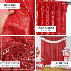 Aperturee - Red Shimmer Sequin Wall Fabric Backdrop For Photography