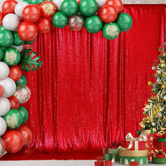 Aperturee - Red Shimmer Sequin Wall Fabric Backdrop For Photography