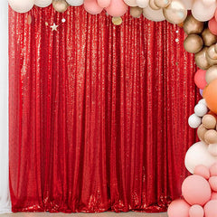 Aperturee - Red Shimmer Sequin Wall Fabric Backdrop For Photography