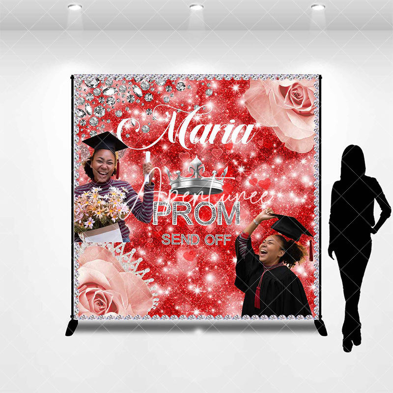 Aperturee - Red Silver Rose Send Off Custom Graduation Backdrop