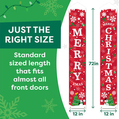 Aperturee - Red Snowflake Merry Christmas Door Porch Banner Sign