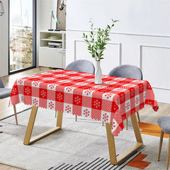 Aperturee - Red Snowflake Plaid Christmas Tablecloth For Kitchen