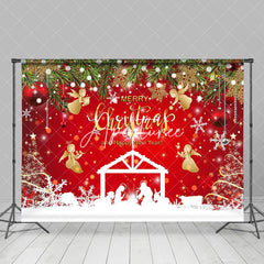 Aperturee - Red Snowy Merry Christmas Happy New Year Backdrop