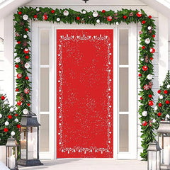 Aperturee - Red Snowy Star Simple Merry Christmas Door Cover