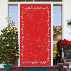 Aperturee - Red Snowy Star Simple Merry Christmas Door Cover