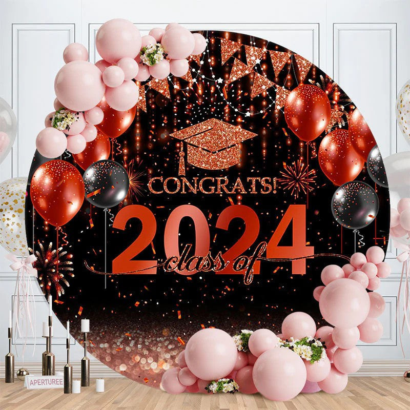 Aperturee Red Sparkling Balloon Bokeh 2023 Circle Grad Backdrop