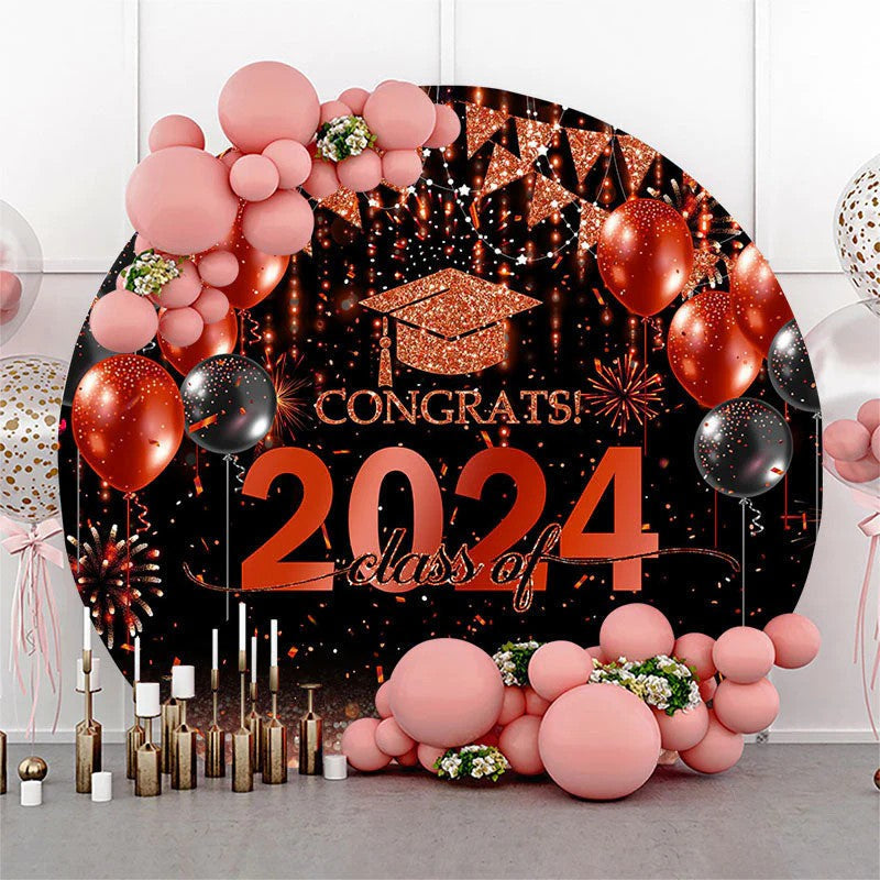 Aperturee Red Sparkling Balloon Bokeh 2023 Circle Grad Backdrop