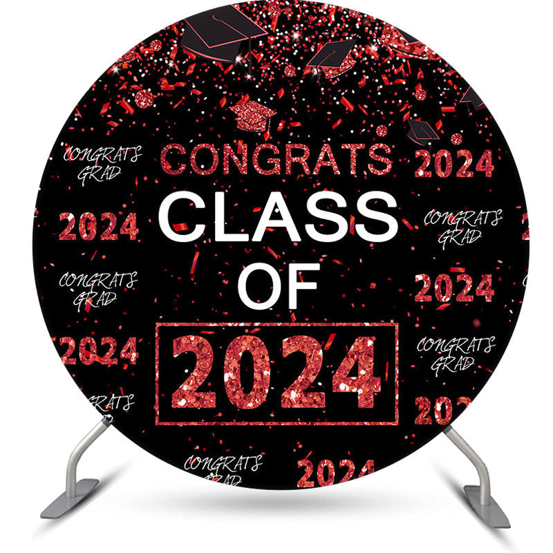 Aperturee Red Sparkling Congrats Black Circle 2023 Grad Backdrop