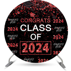 Aperturee Red Sparkling Congrats Black Circle 2023 Grad Backdrop