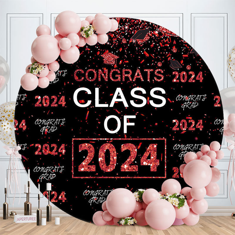 Aperturee Red Sparkling Congrats Black Circle 2023 Grad Backdrop