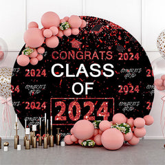 Aperturee Red Sparkling Congrats Black Circle 2023 Grad Backdrop