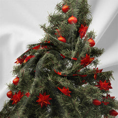 Aperturee - Red Star Dark Green Christmas Tree Wall Tapestry