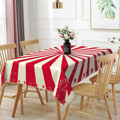 Aperturee - Red Star Stripes Distressed Rectangle Tablecloth