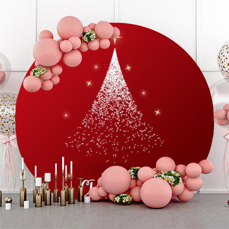 Aperturee - Red Starlight Glitter Circle Christmas Backdrop