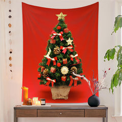 Aperturee - Red Theme Christmas Tree Wall Hanging Room Tapestry