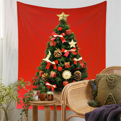 Aperturee - Red Theme Christmas Tree Wall Hanging Room Tapestry