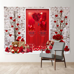 Aperturee - Red Theme Roses Brick Wall Valentines Photo Backdrop