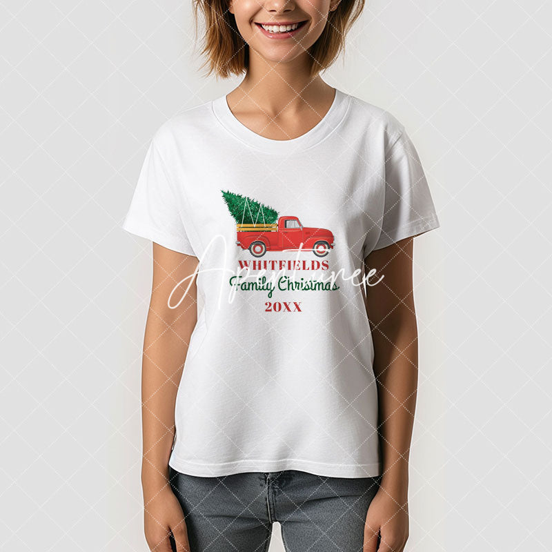 Aperturee - Red Truck Christmas Family Reunion Custom T-Shirt