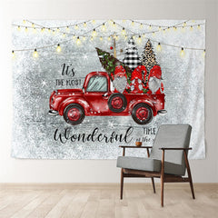 Aperturee - Red Truck Wonderful Gifts Photo Grey Xmas Backdrop