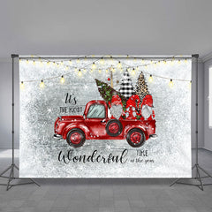 Aperturee - Red Truck Wonderful Gifts Photo Grey Xmas Backdrop