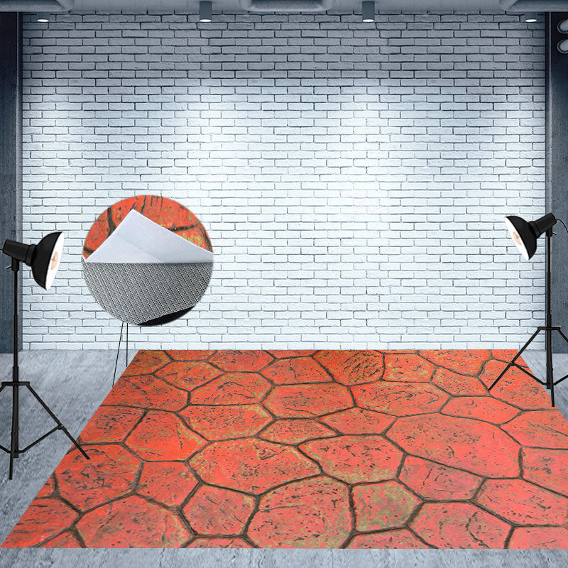 Aperturee - Red Vintage Style Paint Cracked Rubber Floor Mat