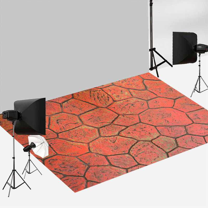 Aperturee - Red Vintage Style Paint Cracked Rubber Floor Mat