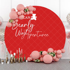 Aperturee - Red We Can Bearly Wait Round Baby Shower Backdrop