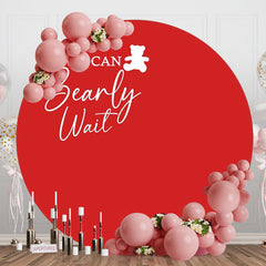 Aperturee - Red We Can Bearly Wait Round Baby Shower Backdrop