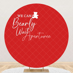 Aperturee - Red We Can Bearly Wait Round Baby Shower Backdrop