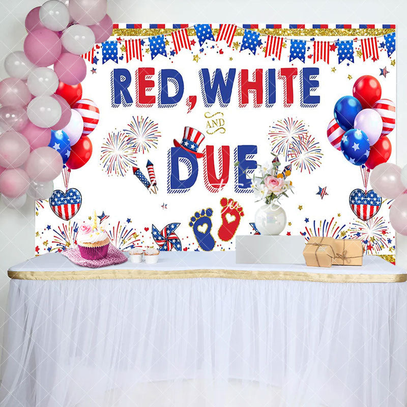 Aperturee - Red White And Due American Flag Baby Shower Backdrop