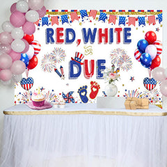 Aperturee - Red White And Due American Flag Baby Shower Backdrop