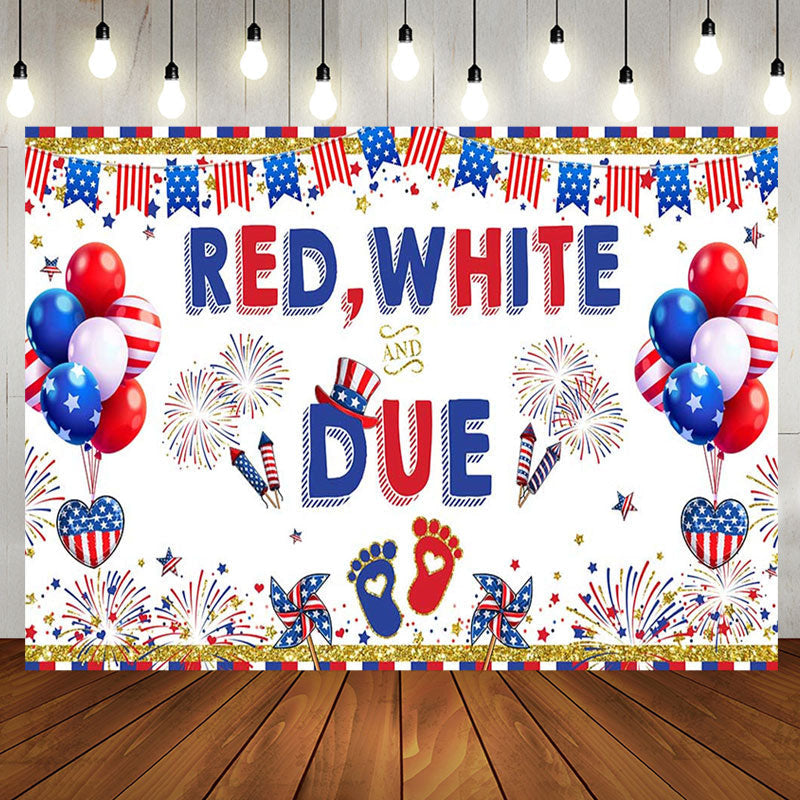 Aperturee - Red White And Due American Flag Baby Shower Backdrop