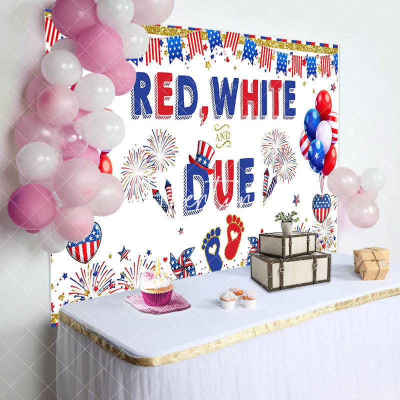 Aperturee - Red White And Due American Flag Baby Shower Backdrop