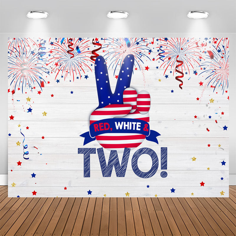 Aperturee - Red White and Two Wood Fourth of July Birthday Backdrop