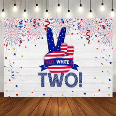 Aperturee - Red White and Two Wood Fourth of July Birthday Backdrop