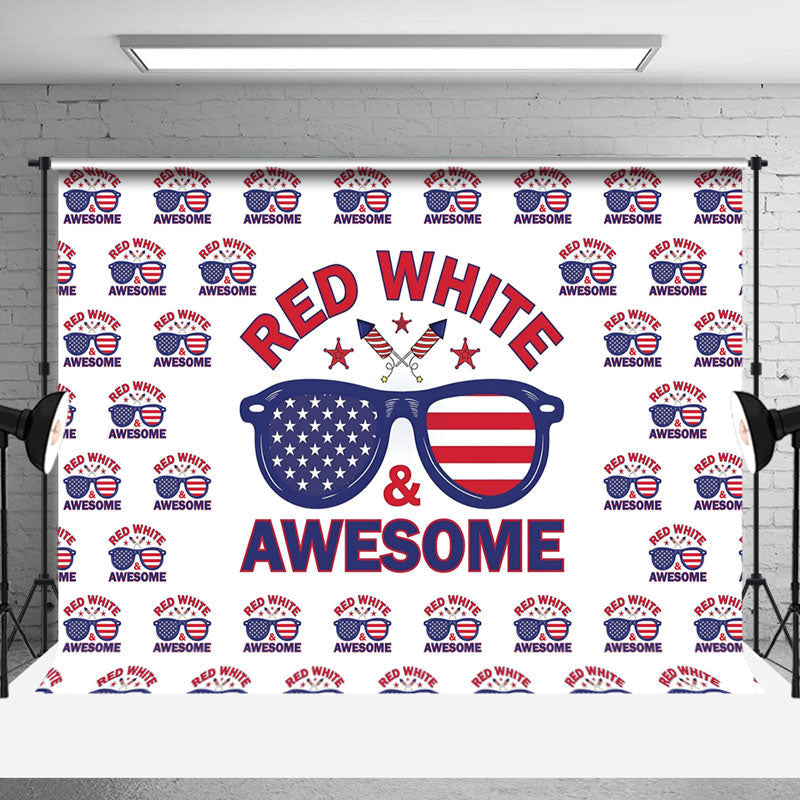 Aperturee - Red White Awesome Sunglass Independence Day Backdrop