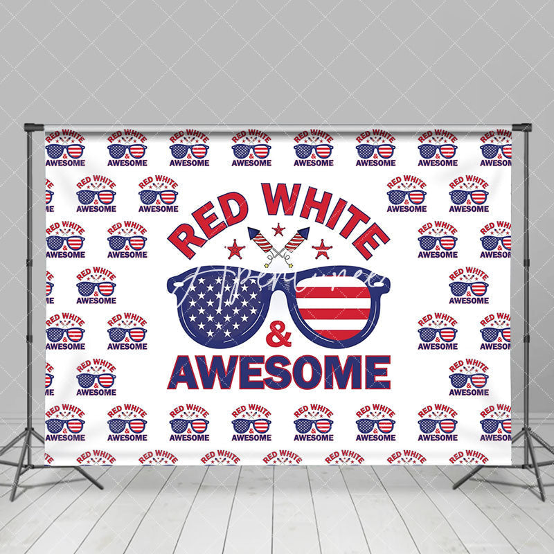 Aperturee - Red White Awesome Sunglass Independence Day Backdrop