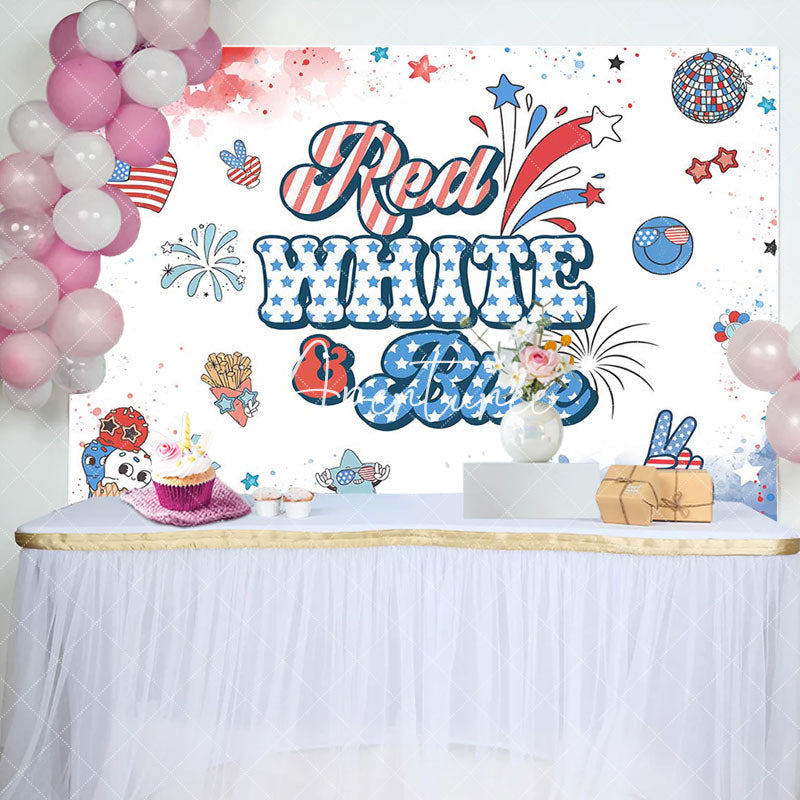 Aperturee - Red White Blue American Flag Stars Birthday Backdrop