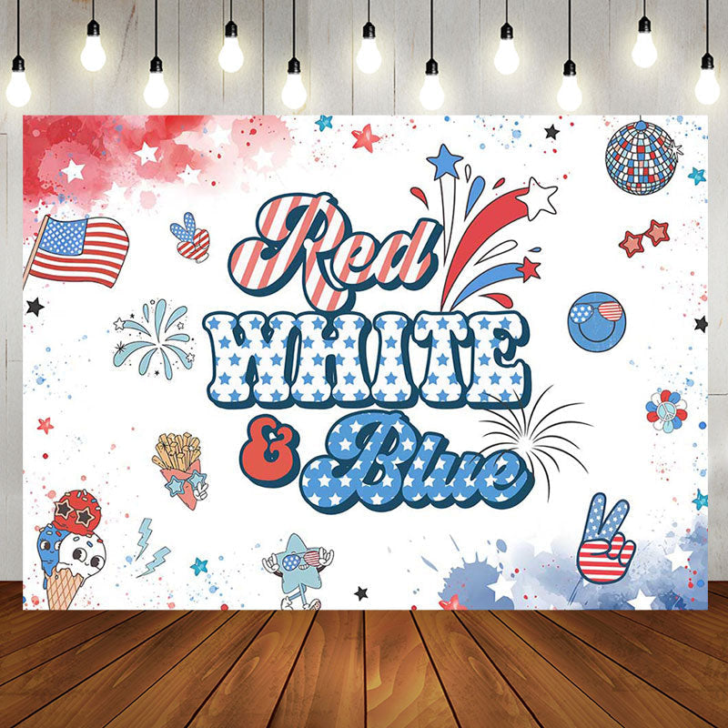 Aperturee - Red White Blue American Flag Stars Birthday Backdrop