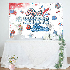 Aperturee - Red White Blue American Flag Stars Birthday Backdrop