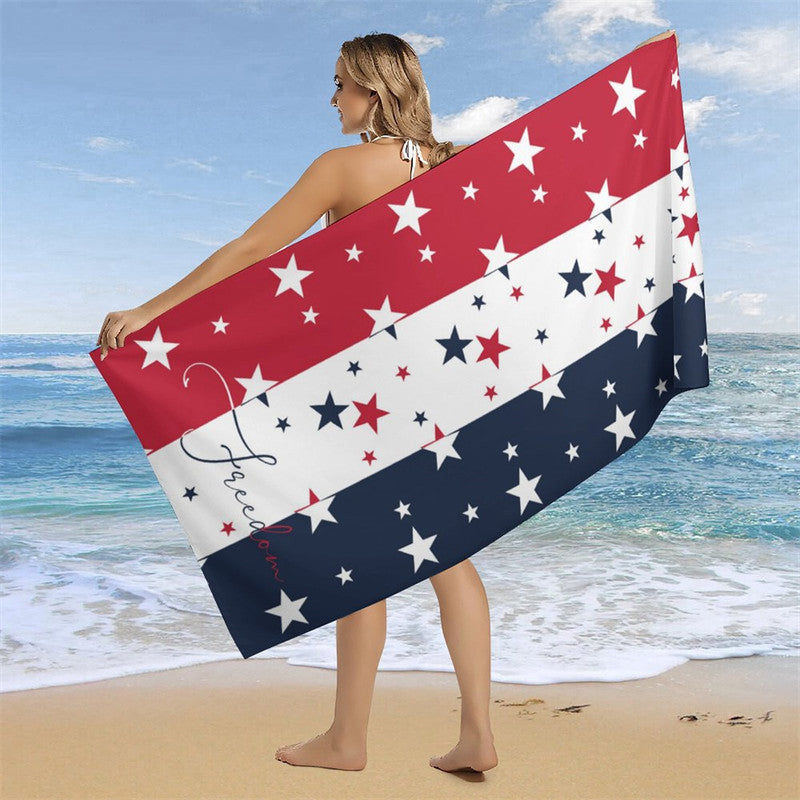 Aperturee - Red White Blue American Stars Custom Name Beach Towel