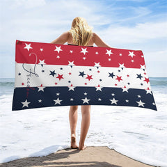 Aperturee - Red White Blue American Stars Custom Name Beach Towel