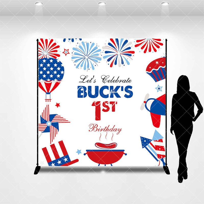 Aperturee - Red White Blue Celebrate Custom 1st Birthday Backdrop